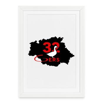 Gers 32 - Affiche encadrée (27 × 37 cm) - blanc - Devant