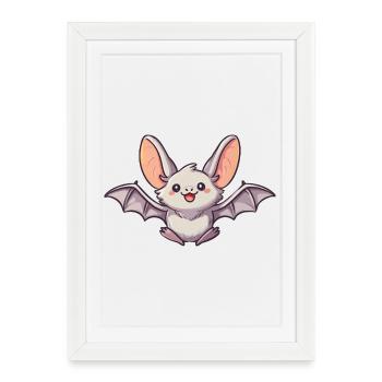 chauve-souris - Affiche encadrée (27 × 37 cm) - blanc - Devant