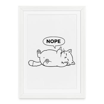 Chat non | Déclaration sarcastique de chat - Affiche encadrée (27 × 37 cm) - blanc - Devant