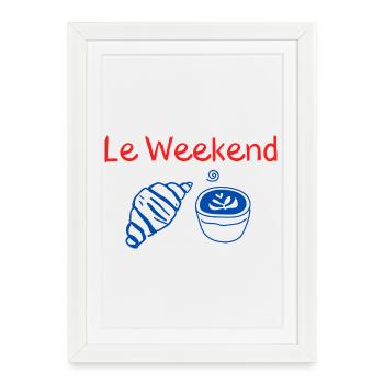 The Croissant and Blue Coffee Weekend - Framed poster (27 × 37 cm) - white - Front