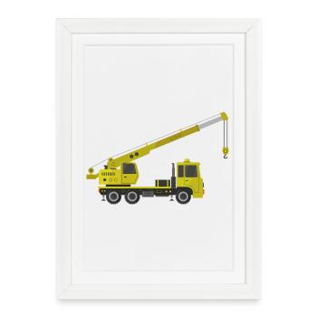 Camion-grue - Affiche encadrée (27 × 37 cm) - blanc - Devant