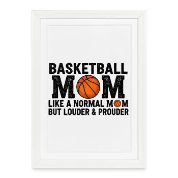 Fière Basketball Mère Citation Maman - Affiche encadrée (27 × 37 cm) - blanc - Devant