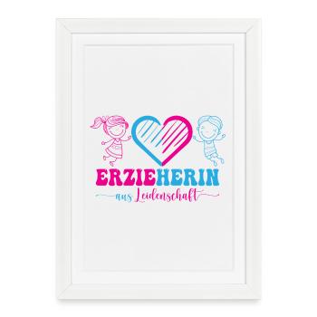 Educator Kindergarten Kita Profession Kindergarten Teacher - Framed poster (27 × 37 cm) - white - Front