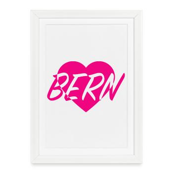 I LOVE BERN Heart Pattern - Framed poster (27 × 37 cm) - white - Front