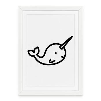 Narval - Affiche encadrée (27 × 37 cm) - blanc - Devant