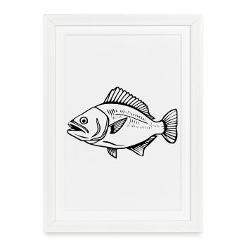 Fish Angler T-shirt Cadeau Angler - Affiche encadrée (27 × 37 cm) - blanc - Devant