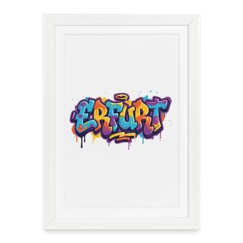 Ville préférée : Erfurt Style graffiti - Affiche encadrée (27 × 37 cm) - blanc - Devant