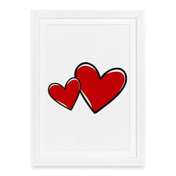Coeurs Symbole Amour - Affiche encadrée (27 × 37 cm) - blanc - Devant