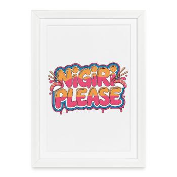 Sushi Nigiri Please Seafood Lover Japanese Food - Framed poster (27 × 37 cm) - white - Front