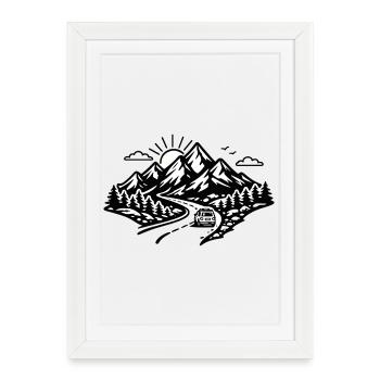 Silhouette de road trip alpin - Affiche encadrée (27 × 37 cm) - blanc - Devant