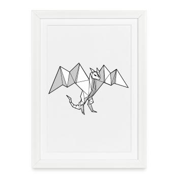 Geometric Dragon Origami - Framed poster (27 × 37 cm) - white - Front