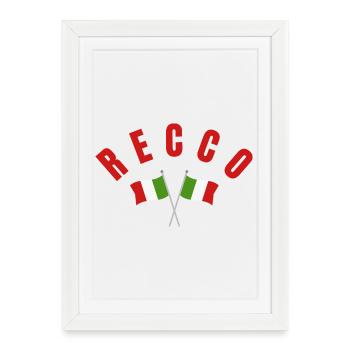 Recco Drapeaux italiens croisés - Affiche encadrée (27 × 37 cm) - blanc - Devant