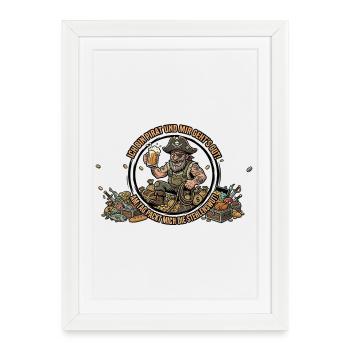 Pirate avec butin et bière - Affiche encadrée (27 × 37 cm) - blanc - Devant