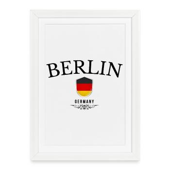 Berlin souvenir, design élégant Berlin - Affiche encadrée (27 × 37 cm) - blanc - Devant