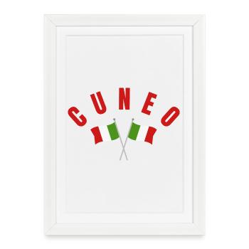 Cuneo-kreuzte italienische Flaggen - Gerahmtes Poster (27 × 37 cm) - Weiß - Vorne
