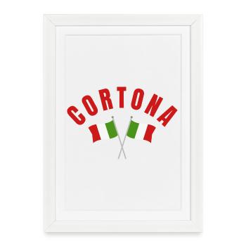 Cortona Twin Italian Flags Emblem - Framed poster (27 × 37 cm) - white - Front