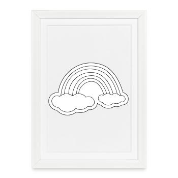 Minimalist rainbow on clouds - Framed poster (27 × 37 cm) - white - Front