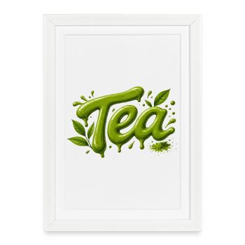 Typographie du thé Conception du matcha - Affiche encadrée (27 × 37 cm) - blanc - Devant