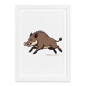 Parcours de sanglier sauvage - Affiche encadrée (27 × 37 cm) - blanc - Devant