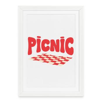 Pique-nique rétro damier - Affiche encadrée (27 × 37 cm) - blanc - Devant