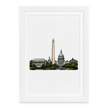 Washington Skyline Motif - Affiche encadrée (27 × 37 cm) - blanc - Devant