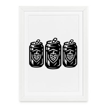 Symbole de canette de bière Houblon de bière - Affiche encadrée (27 × 37 cm) - blanc - Devant