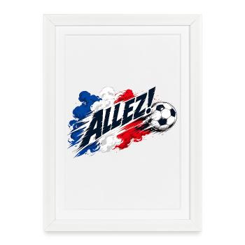 Allez France : motif de fan de football - Affiche encadrée (27 × 37 cm) - blanc - Devant