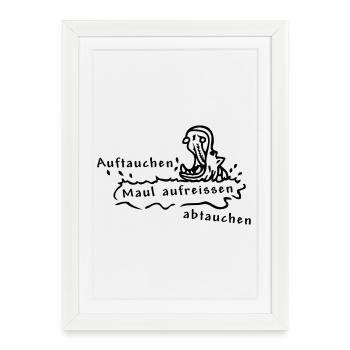 Hippopotame - Affiche encadrée (27 × 37 cm) - blanc - Devant