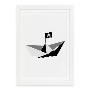 un bateau pirate - Affiche encadrée (27 × 37 cm) - blanc - Devant