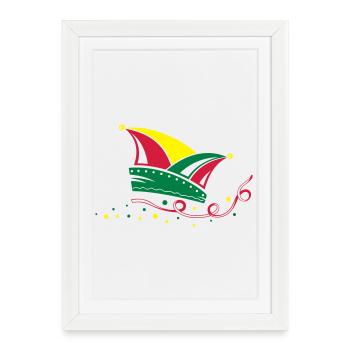 Carnival, jester cap, streamers - Framed poster (27 × 37 cm) - white - Front