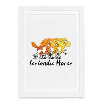 Three Funny Icelandic Horses - Framed poster (27 × 37 cm) - white - Front