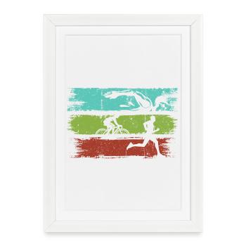 Triathlon Stripes Athletic Motion - Framed poster (27 × 37 cm) - white - Front