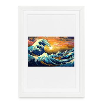 La grande vague au large de Kanegawa - Affiche encadrée (27 × 37 cm) - blanc - Devant