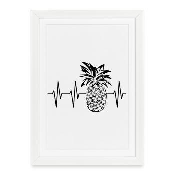 heartbeat, pineapple, ecg, icon, pulse, fruits, graphic - Framed poster (27 × 37 cm) - white - Front