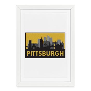 Pittsburgh Silhouette Gold - Framed poster (27 × 37 cm) - white - Front