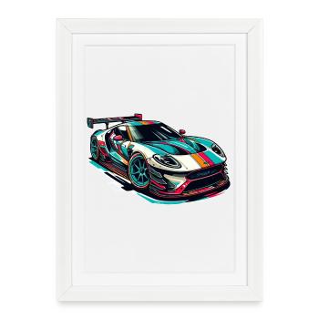 Sports Car - Framed poster (27 × 37 cm) - white - Front
