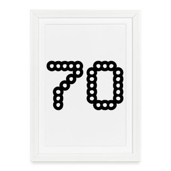 70. 70 ANS. 70e ANNIVERSAIRE. ANNIVERSAIRE 70 ANS. - Affiche encadrée (27 × 37 cm) - blanc - Devant