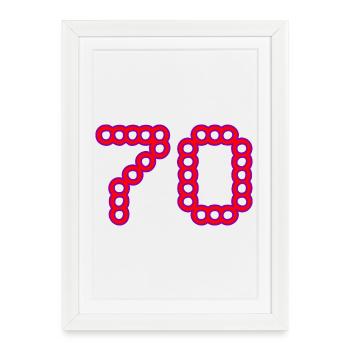 70. 70 ANS. 70e ANNIVERSAIRE. ANNIVERSAIRE 70 ANS. - Affiche encadrée (27 × 37 cm) - blanc - Devant