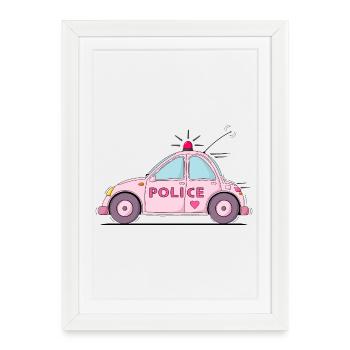 Voiture de Police Police Rose - Affiche encadrée (27 × 37 cm) - blanc - Devant