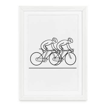 Cyclist Line Drawing - Framed poster (27 × 37 cm) - white - Front