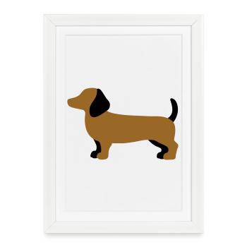 Dachshund Silhouette – Minimalist Dog Design - Framed poster (27 × 37 cm) - white - Front