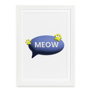 Meow Cat Cute Catlove 3D - Framed poster (27 × 37 cm) - white - Front