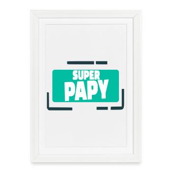 Super Papy Illustration Colorée - Affiche encadrée (27 × 37 cm) - blanc - Devant