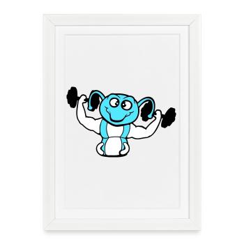 Caterpillar Bodybuilder Muscle Building Strong Fitness Gym - Framed poster (27 × 37 cm) - white - Front