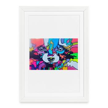 Colorful raccoon - Framed poster (27 × 37 cm) - white - Front