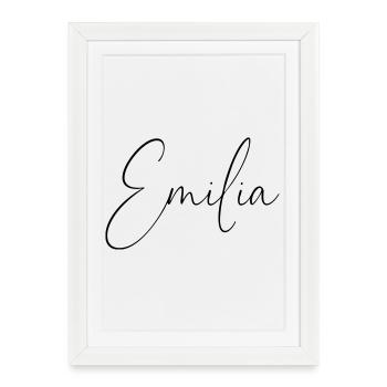 Emilia / Conception d’écriture manuscrite personnalisée - Affiche encadrée (27 × 37 cm) - blanc - Devant
