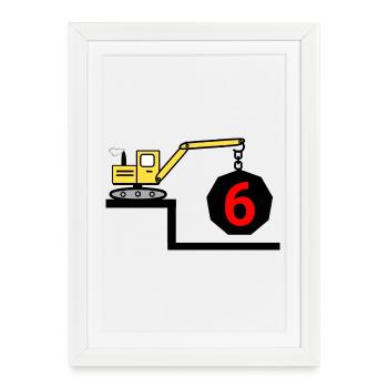 Excavator - Framed poster (27 × 37 cm) - white - Front