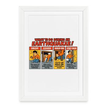 Earthquake Safety Guide - Framed poster (27 × 37 cm) - white - Front