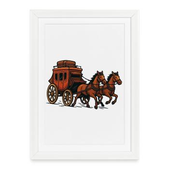 Scène de calèche - Affiche encadrée (27 × 37 cm) - blanc - Devant