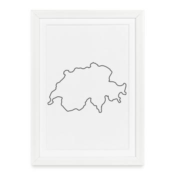 Switzerland Country Outline - Framed poster (27 × 37 cm) - white - Front